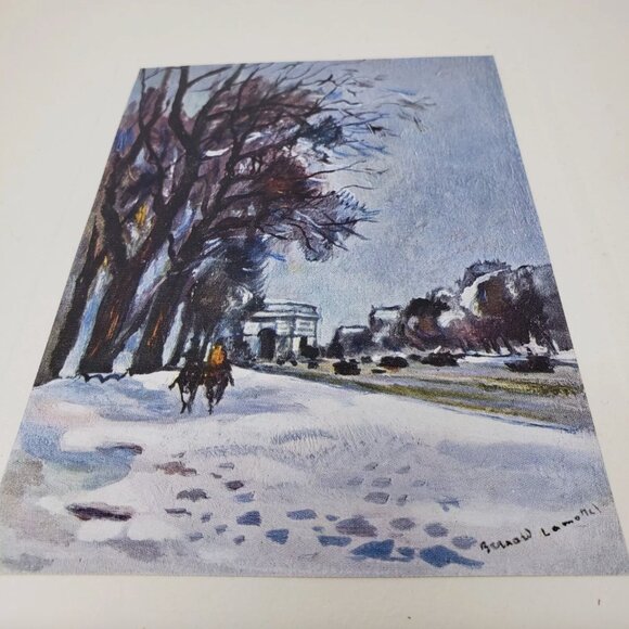 Extra Large Vintage Christmas Greeting Card Unused W/ Envelope Avenue Du Bois - Picture 3 of 8